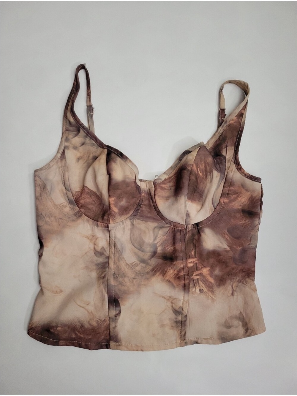 PrettyLittleThing Marble-Print Bustier Top